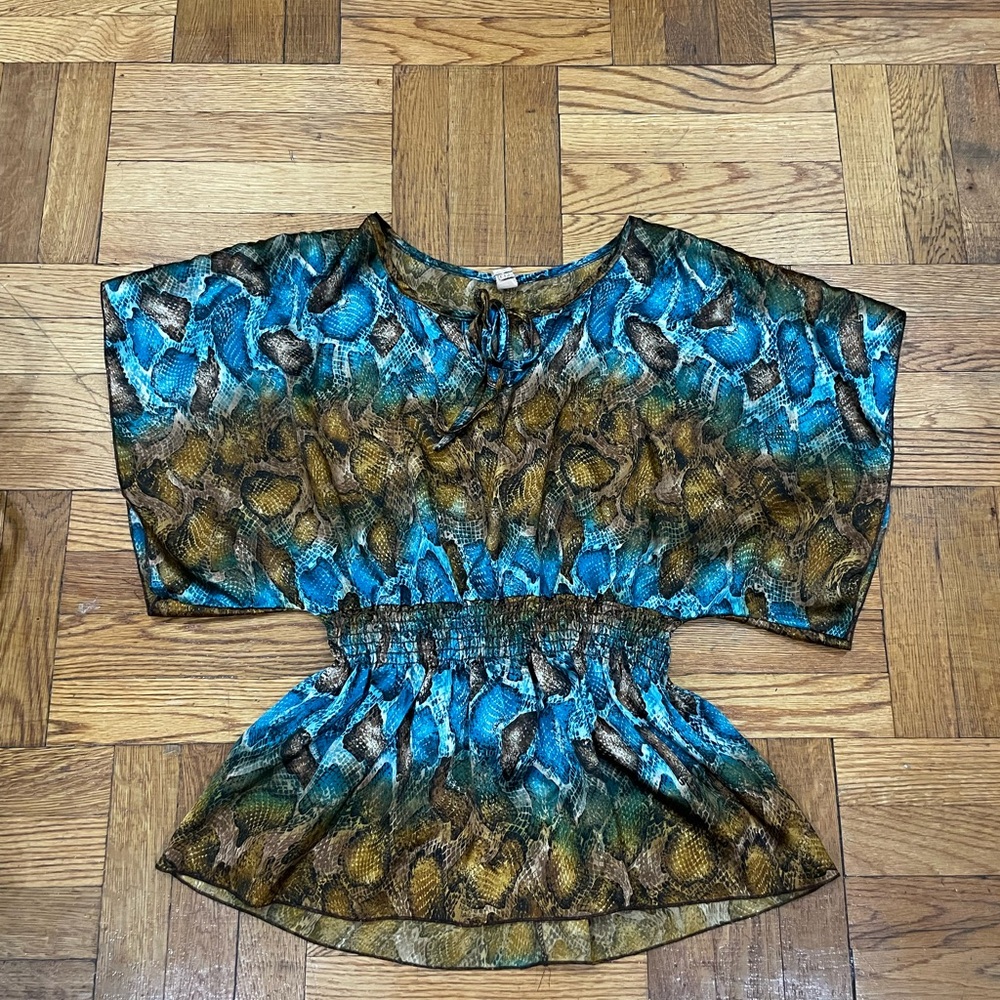 y2K Kaftan snakeskin Blue and Brown blouse by Topaz
